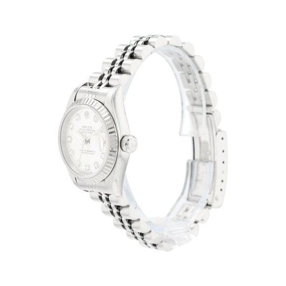 Rolex Ladies Datejust 26mm SS Silver Diamond NS Dial Fluted Jubilee Watch 69174 main image 4